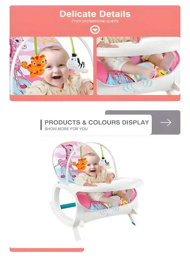 STOFFIER GARTEN Animal Baby Rocker with Soothing Music and Vibration, Rocker Chair for Baby, Adjustable backrest Recline Feature Rocker for 1 Year Old - Image 2
